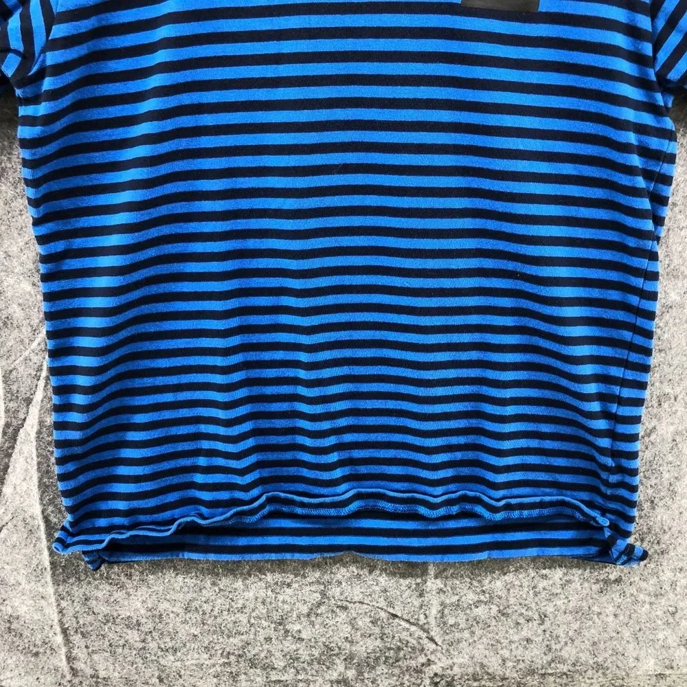 Nike‎ Air Kids XL Striped Blue Black Logo T Shirt Short Sleeve Crew Neck